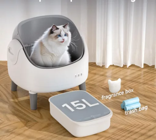 Litière automatique pour chat avec design ouvert