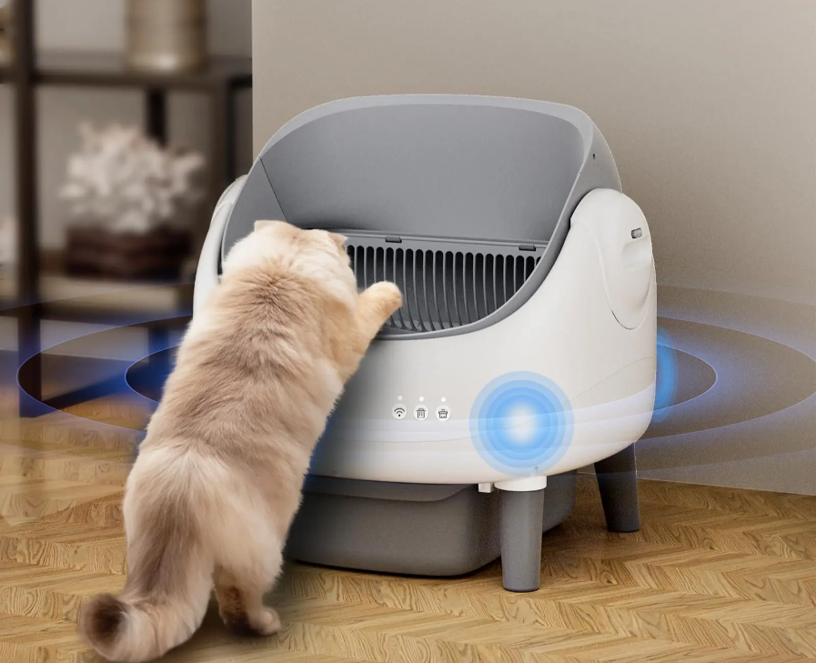 Litière automatique pour chat avec design ouvert