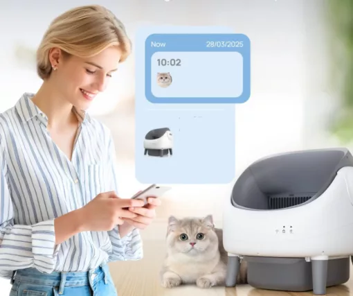 Litière automatique pour chat avec design ouvert