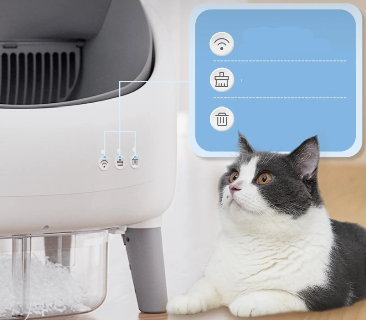 Litière automatique pour chat avec design ouvert